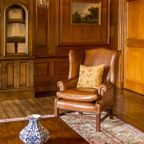 Georgian-style wing chair, West Sussex manor